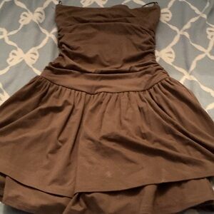 Elegant Brown Strapless Dress